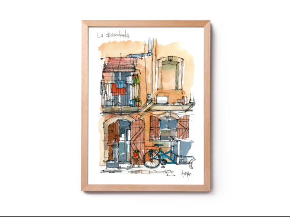 La-Barceloneta-Balcony-drawing-Barcelona-watercolor-print