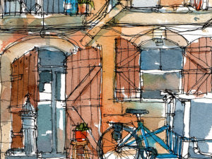 La-Barceloneta-Balcony-drawing-Barcelona-watercolor-print