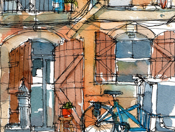 La-Barceloneta-Balcony-drawing-Barcelona-watercolor-print