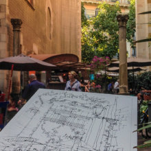 Barri-Gotic-Museu-Mares-drawing-Barcelona-watercolor-print Barri-Gotic-Museu-Mares-drawing-Barcelona-watercolor-print