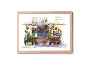 Carrer-Allada-Vermell-drawing-Barcelona-watercolor-print