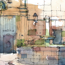 Sant-Felip-Neri-drawing-Barcelona-watercolor-print