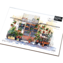 Carrer-Allada-Vermell-drawing-Barcelona-watercolor-print Carrer-Allada-Vermell-drawing-Barcelona-watercolor-print