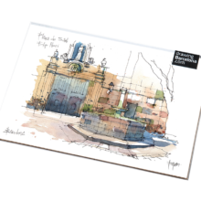 Sant-Felip-Neri-drawing-Barcelona-watercolor-print