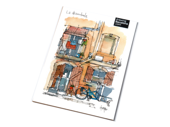 La-Barceloneta-Balcony-drawing-Barcelona-watercolor-print