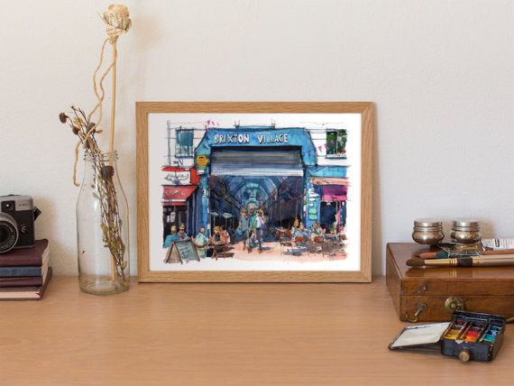 Brixton-Village-Market-London-Original-Watercolor