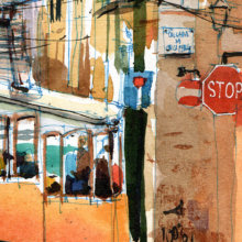 Calçada da Bica Pequena Original Watercolor