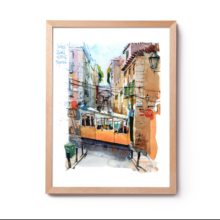 Calçada da Bica Pequena Original Watercolor