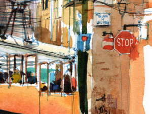 Calçada da Bica Pequena Original Watercolor