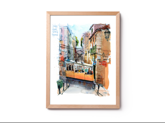 Calçada da Bica Pequena Original Watercolor
