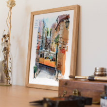 Calçada da Bica Pequena Original Watercolor