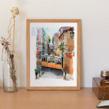 Calçada da Bica Pequena Original Watercolor