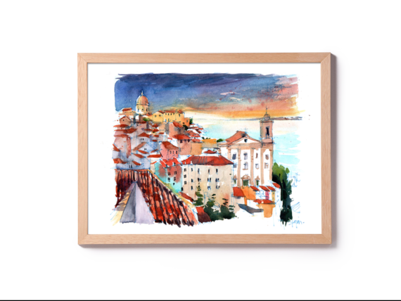 Lisboa Mirador Portas do Sol-original-watercolor