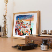 Lisboa Mirador Portas do Sol-original-watercolor