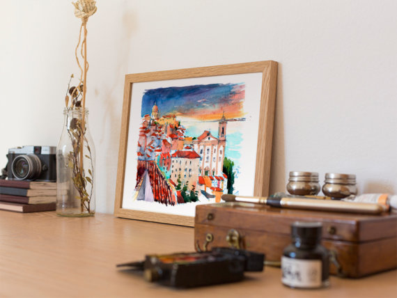 Lisboa Mirador Portas do Sol-original-watercolor