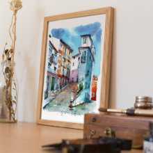 alfama-lisboa-original-watercolor alfama-lisboa-original-watercolor