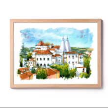 palacio-nacional-sintra-lisboa-original-watercolor palacio-nacional-sintra-lisboa-original-watercolor