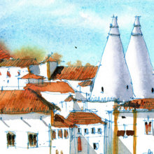 palacio-nacional-sintra-lisboa-original-watercolor palacio-nacional-sintra-lisboa-original-watercolor