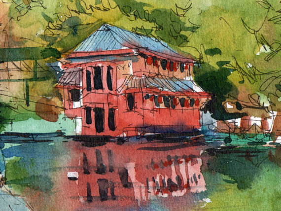 Regents-Canal-London-Original-Watercolor Regents-Canal-London-Original-Watercolor