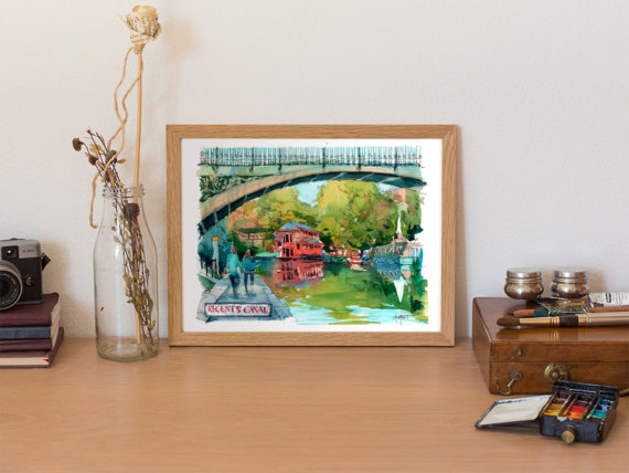 Regents-Canal-London-Original-Watercolor Regents-Canal-London-Original-Watercolor