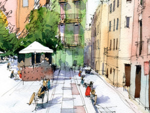 plaça-del-sol-drawing-barcelona-watercolor-print