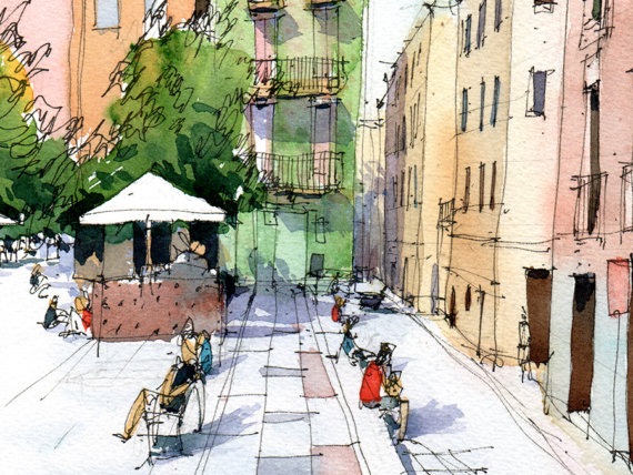 plaça-del-sol-drawing-barcelona-watercolor-print