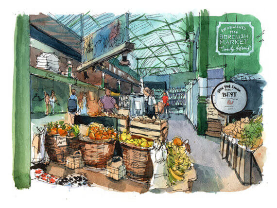 Borough-Market-London-Original-Watercolor