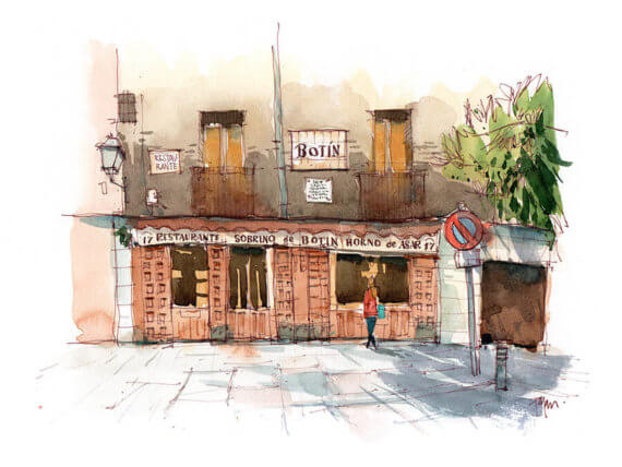 sobrino-de-botin-restaurante-madrid-Original-Watercolor sobrino-de-botin-restaurante-madrid-Original-Watercolor