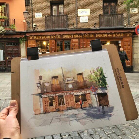 sobrino-de-botin-restaurante-madrid-Original-Watercolor sobrino-de-botin-restaurante-madrid-Original-Watercolor