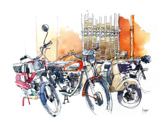 ducati-vespa-motorbike -watercolor-print ducati-vespa-motorbike -watercolor-print