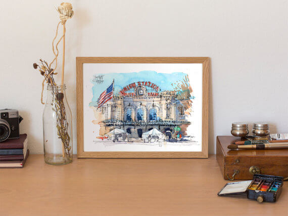 Union station Denver watercolor Union station Denver watercolor