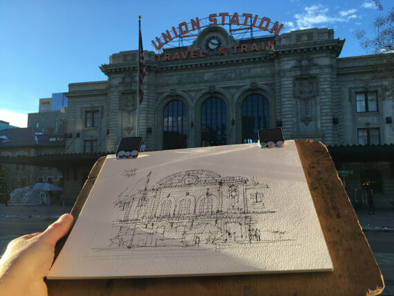 Union station Denver watercolor Union station Denver watercolor